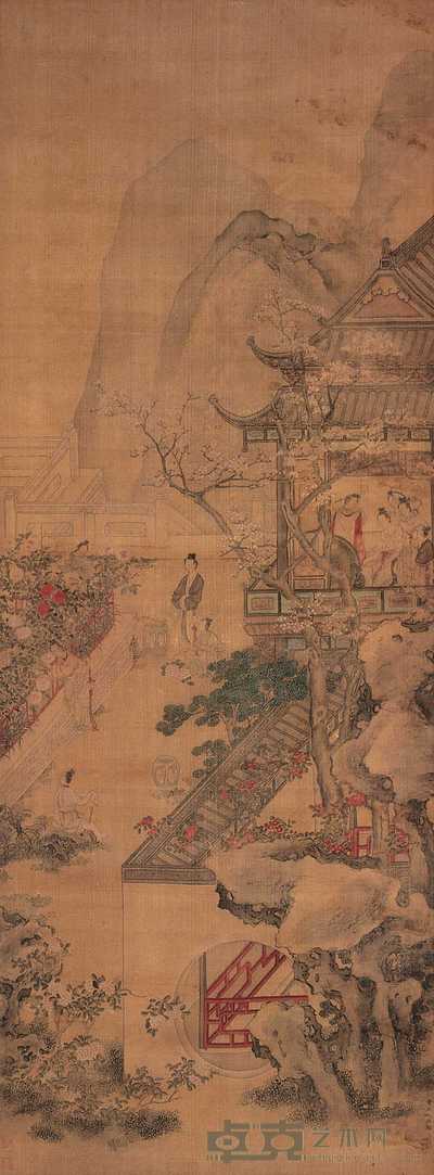 仇英（款） 汉宫吹箫 立轴 140×63cm